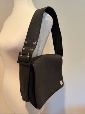 Vince Camuto Black Pebbled Leather Shoulder Bag